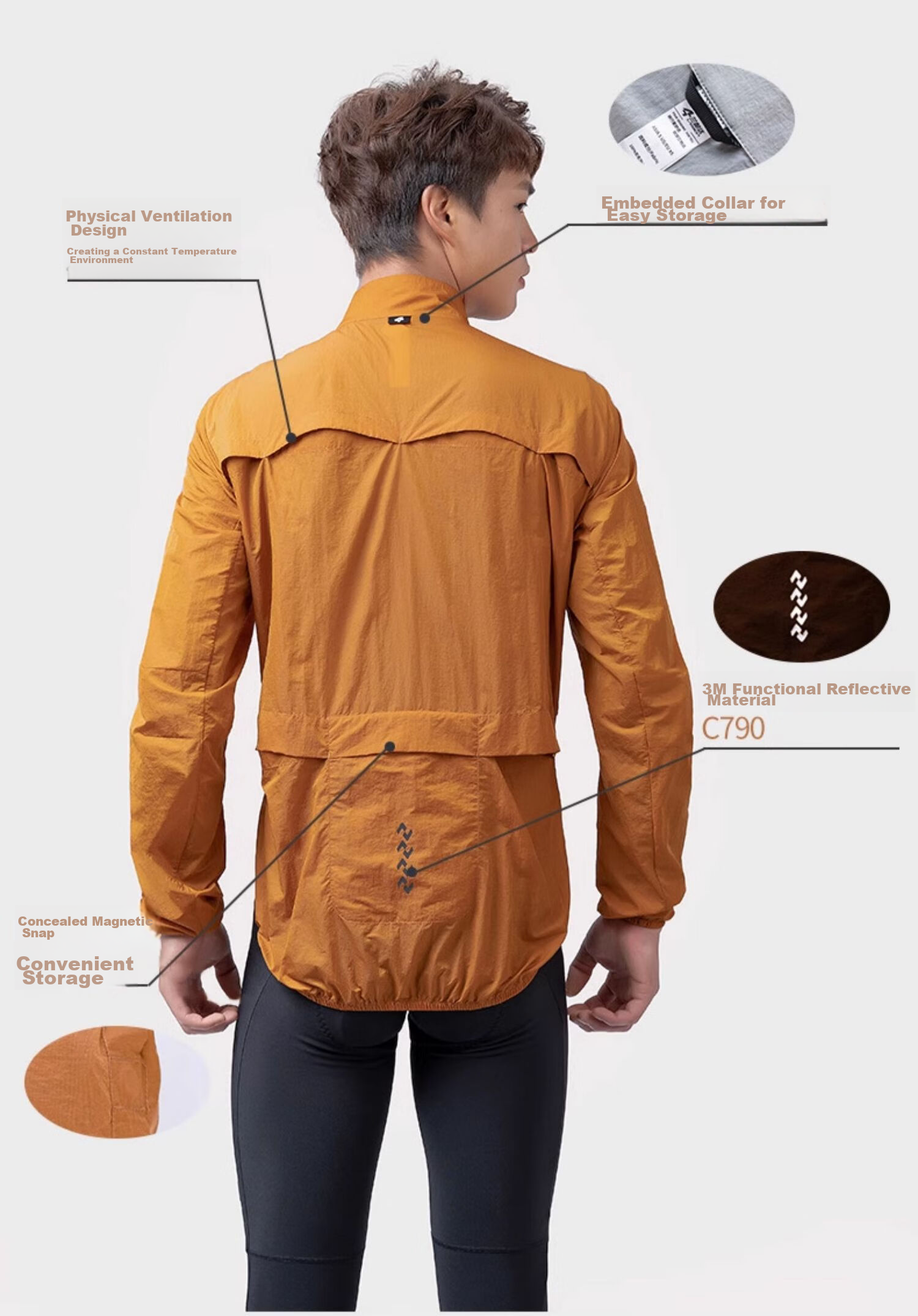 Lameda Spring And Autumn Cycling Sports Outdoor Windbreaker Thin Jacket Long Sleeve Men's Bicycle Road Riding Casual Color 2XL 4