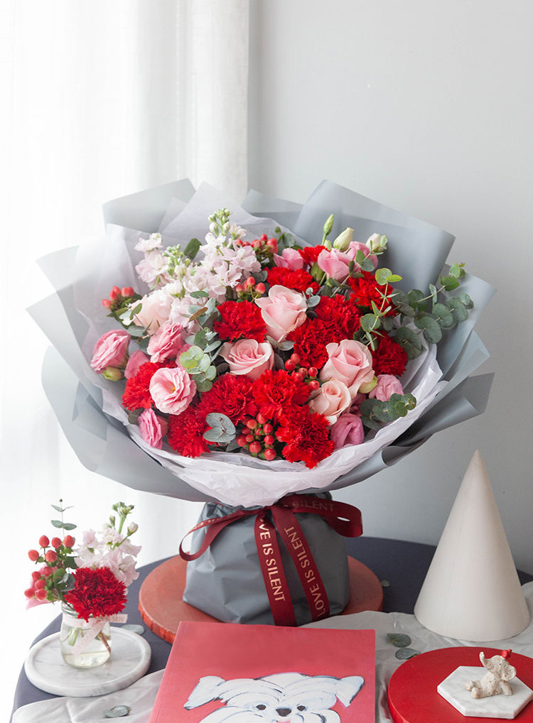 花礼鲜花同城配送康乃馨玫瑰花束生日礼物送妈妈母亲长辈问候祝福礼品