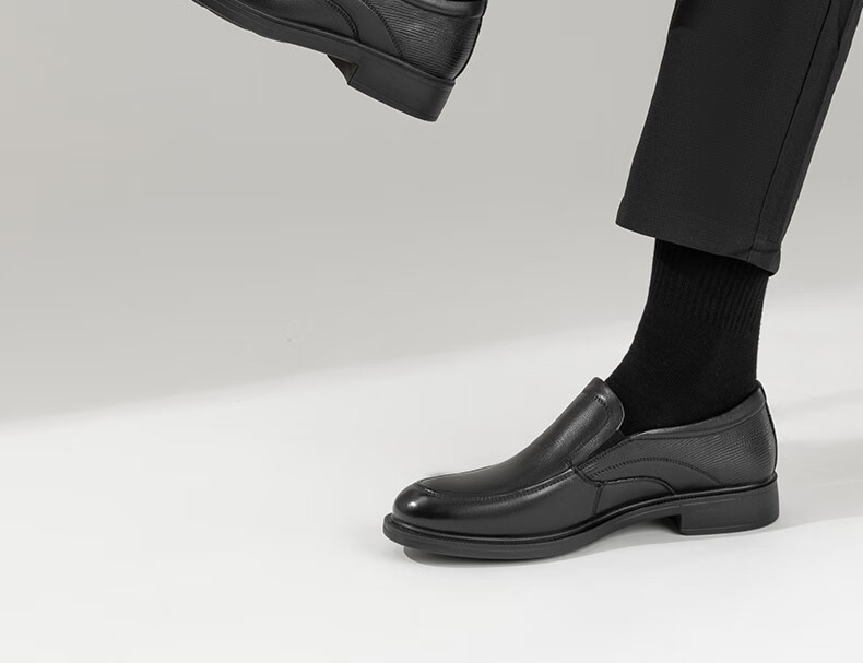 Aokang Men's Casual Business Leather Slip-On Comfortable Loafers Black Size 43 9