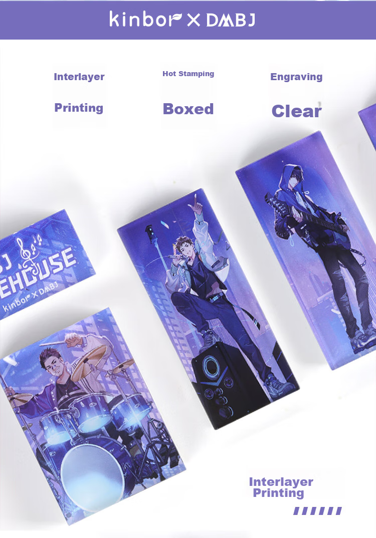 Kinbor Children's Band Zhang Qiling's Grave Robbers' Chronicles Acrylic Stamp Gift Box, Journal Diary DIY Decoration Stationery Set, Anime-Style Guzi DT57582 Gift 4