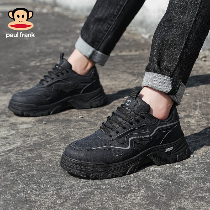 Paul Frank Casual Shoes, Unisex Sneakers, Couple's Martin Boots, Low-Top Outdoor Retro Work Boots, 245U Black, Size 43