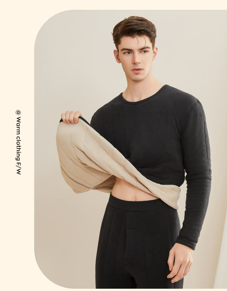 MiiOW [100% Wool Filling] Women's Thermal Underwear Set, Fleece-Lined Thickened Autumn Top And Bottom, Cold-Resistant Couple's Winter Wear 18