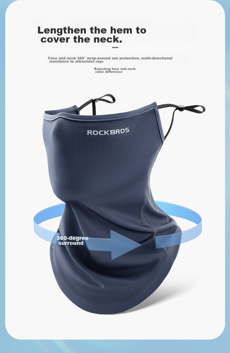 ROCKBROS Full Face Sun Protection Balaclava, Ice Silk Motorcycle Riding Neck Gaiter, Summer Unisex Fishing Face Mask, White 5