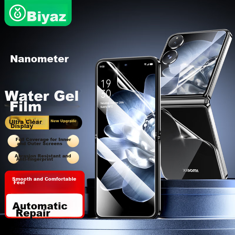BIAZE [Nano Full Screen] Hydrogel Film for Xiaomi MIX Flip2, Mixflip Full Adhesive Soft Screen Protector [Inner And Outer Screens Three-Piece Set], HD Non-Tempered JM242
