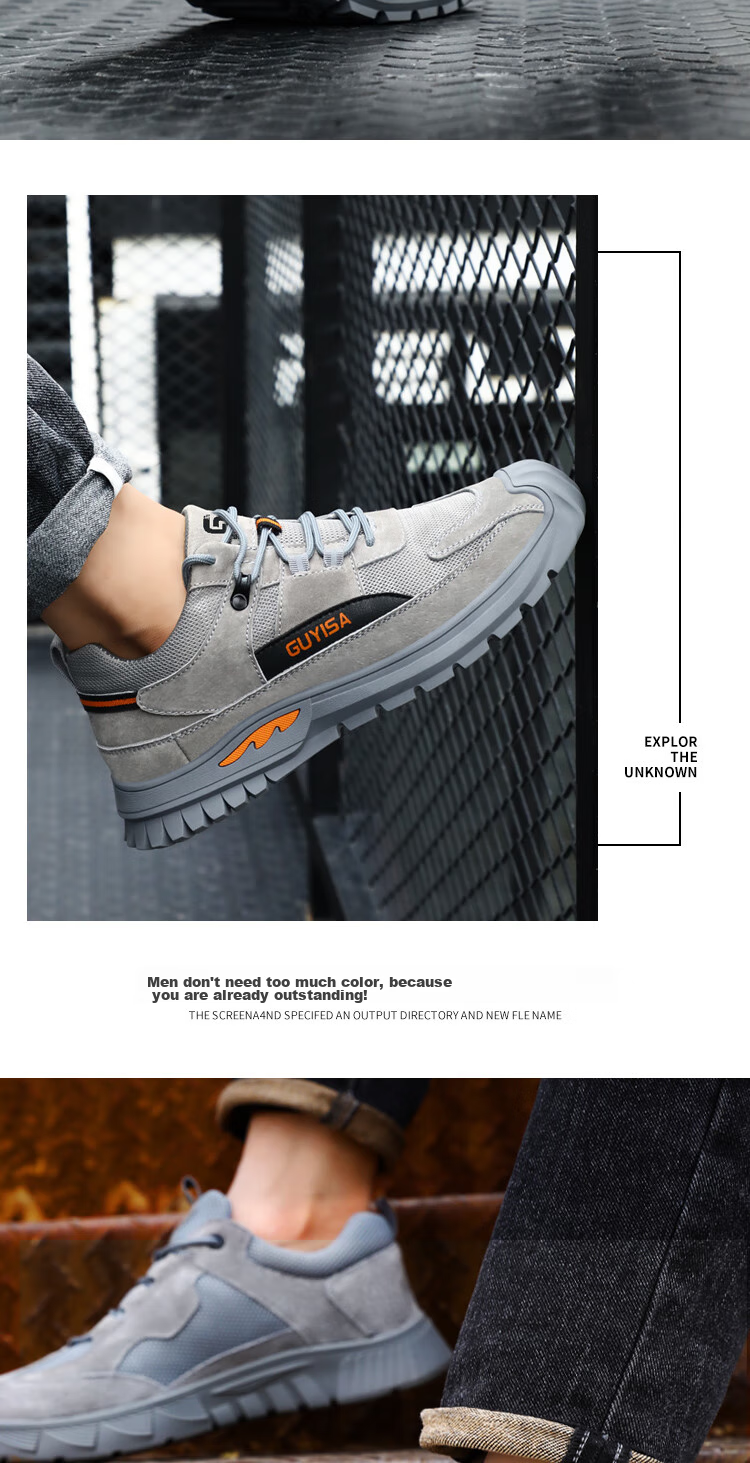 Weierdun Safety Shoes for Men, Summer Breathable Steel Toe Cap, Anti-Smashing, Puncture-Resistant, Wear-Resistant Construction Site Work Safety Shoes 0255T Size 43 17