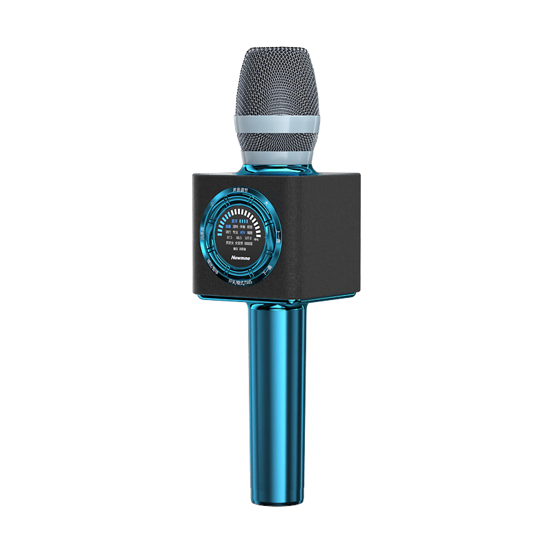 Newmine MC66 Wireless Microphone Speaker All-In Karaoke Mic with Built-In Sound Card, Recording Mic, Popular Karaoke Bar Entertainment Mobile Bluetooth Car Dynamic Microphone, Blue