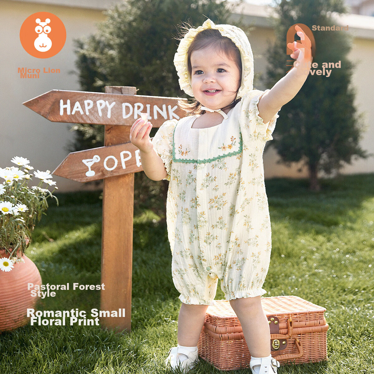 Wismorni Baby Girl Short-Sleeve Bodysuit, Summer Thin Style, Infant Hundred-Day Romper, Crawling Suit, Outdoor Summer Outfit