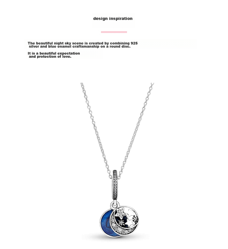 Pandora Starry Sea Necklace Set, Blue Starry Sky And Moon, Birthday Gift for Girlfriend 2