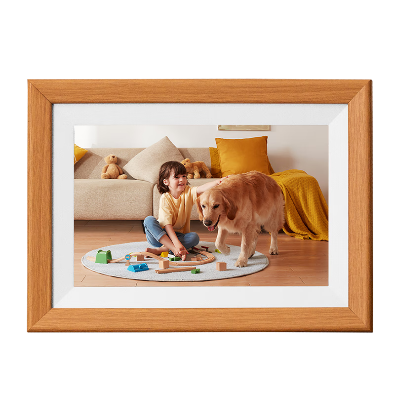 Aigo Smart Digital Photo Frame DP10PRO, Oak Color, 10.1-Inch, WiFi Digital Photo Frame, High-Definition Electronic Photo Album, Touchscreen Smart Photo Frame, Photo Player