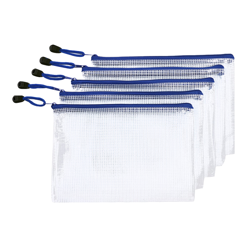 TANGO A4 Transparent Mesh Zipper Bags, Pack of 12, Thickened PVC Double Material, Document Folders, Storage Pouches, TANGO Office Supplies