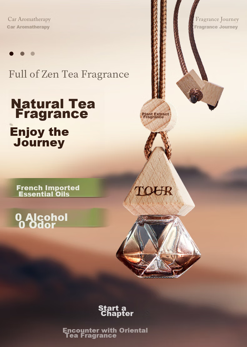 GuOKai All-Season Zen Tea Car Air Freshener Pendant for Rearview Mirror, Odor Eliminator, Luxurious Car Interior Fragrance, Long-Lasting Scent 3