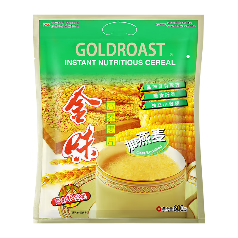 金味麦片 加燕麦600g（30g*20袋）营养早餐冲饮谷物 即食燕麦片