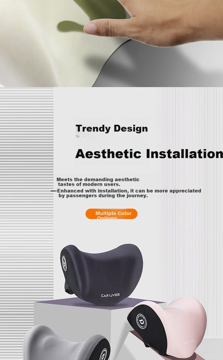 Car Lives, Car Headrest, Neck Pillow for Car, Cervical Pillow for Car Seat, Car Interior Seat Cushion, Gray 8