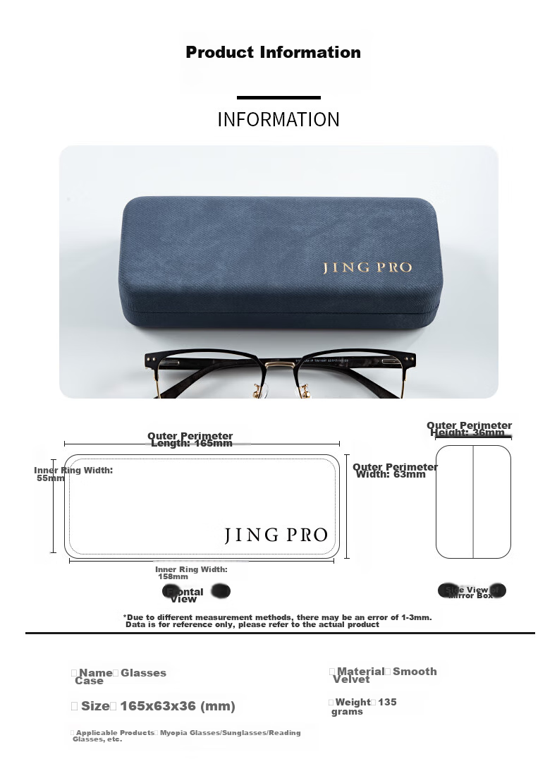 Jingbang Optical Myopia Glasses Case, Portable, Crush-Resistant, Shockproof, Large Capacity Eyeglass Pouch, Protective Storage Box, Eyewear Bag 10