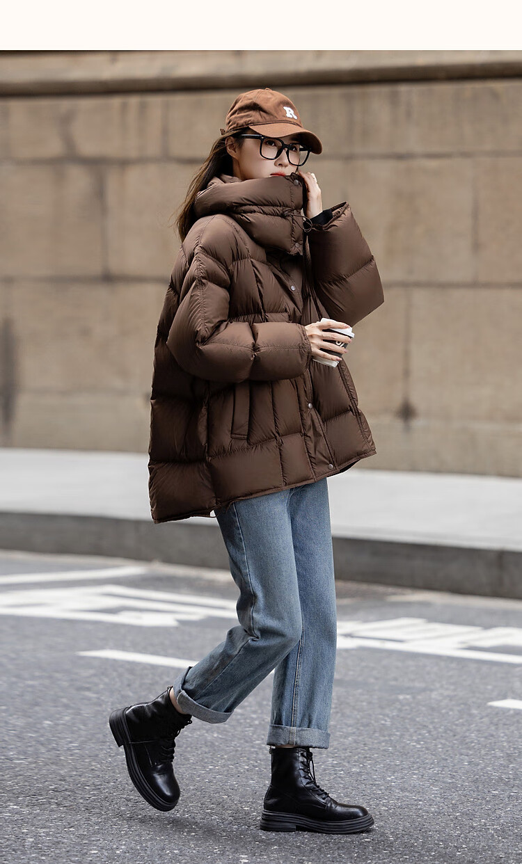 Dme [Duobangyan Duofu] Winter Warm Neck Gaiter, 90% Duck Down Bread Coat, Drawstring Short Women's down Jacket 10