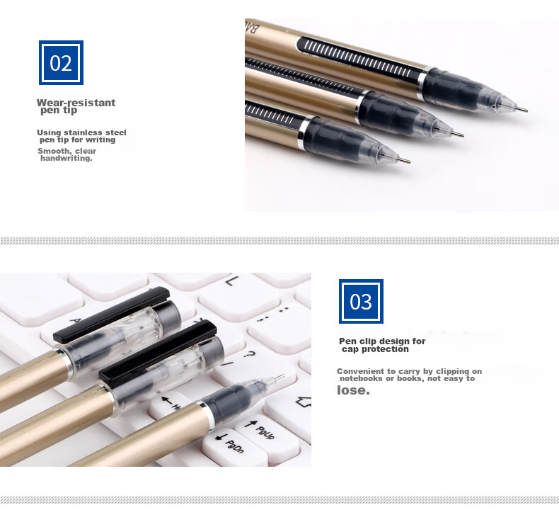 BAOKE PC3948A Full Needle Tube 0.5mm Black Gel Pen Student Exam Writing Office Signature Pen 12pcs/Box 7
