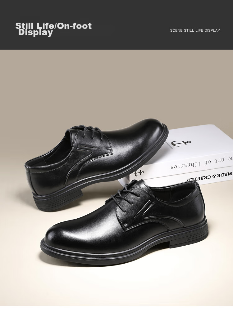 CARTELO Leather Shoes for Men, Business Formal Dress Shoes, Casual New Style Heightening Derby Shoes, Wedding Soft-Soled Breathable Groom's Shoes, British Style 11