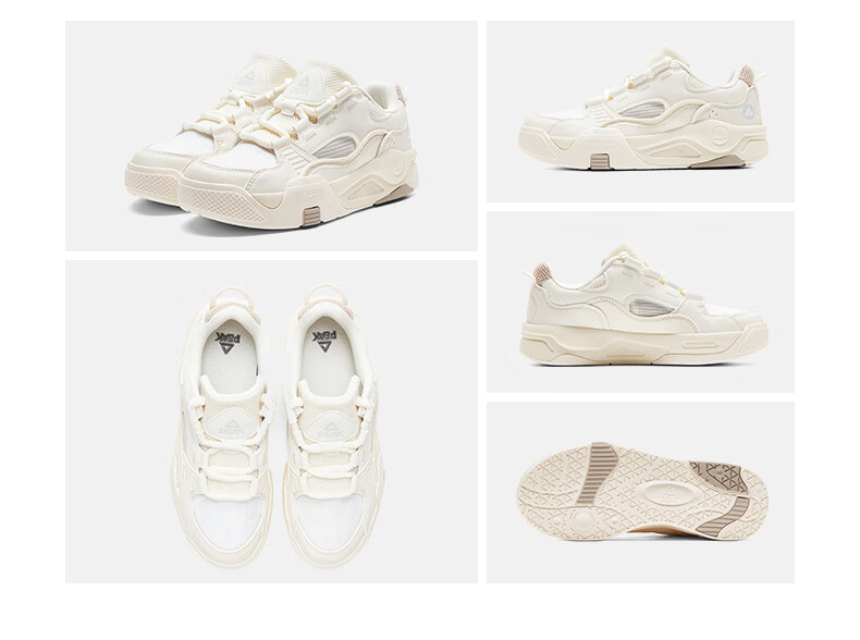 PEAK Taiji Manyou Women's Spring Mesh Trendy Casual Shoes, Thick-Soled Versatile Soft-Bottomed Sneakers DB420058 25
