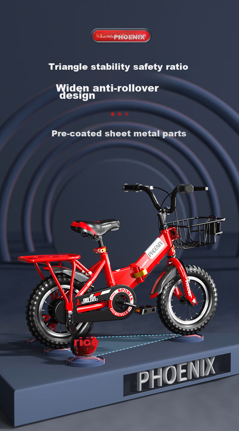 Phoenix Children's Bicycle, Baby Pedal Bike, Foldable Bicycle for Kids 3-8 Years Old, China Red, 18 Inches 4