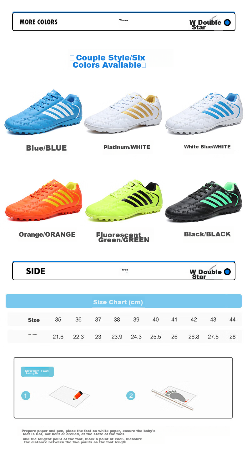 Shuangxingbate Soccer Shoes with TF Turf Studs, Short Studs for Men, Women, Adults, Teenagers, Students, Leather Upper, Football Training And Match Shoes for Artificial Turf 10