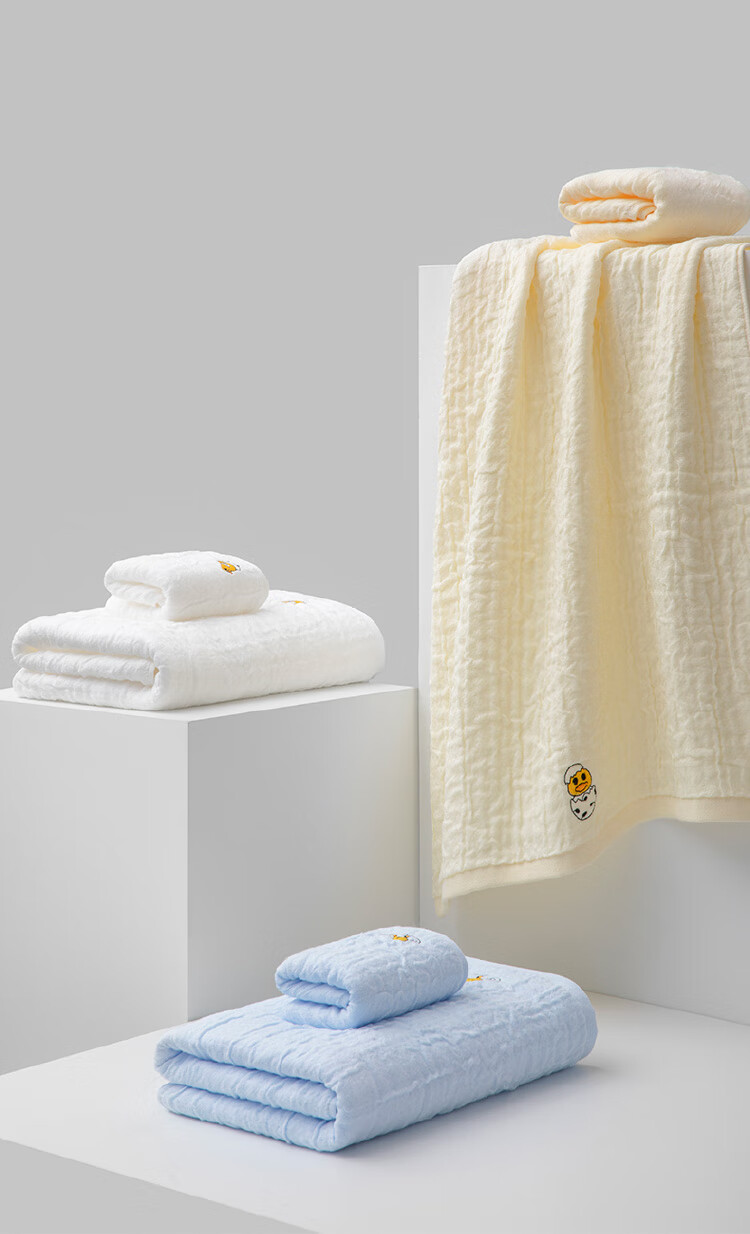 A-Life Baby Gauze Bath Towel, Pure Cotton, 6-Layer Soft Gauze, Breathable Baby Bath Towel, Soft Bath Cloth for Newborns, Blue 1