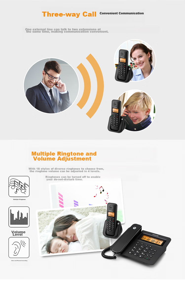 Motorola Digital Cordless Telephone, Wireless Landline Phone, Parent-Child Handset, Large Screen, Hands-Free, Voice Announce Function Requires Main Unit, C2601HC Child Handset (Black) 4