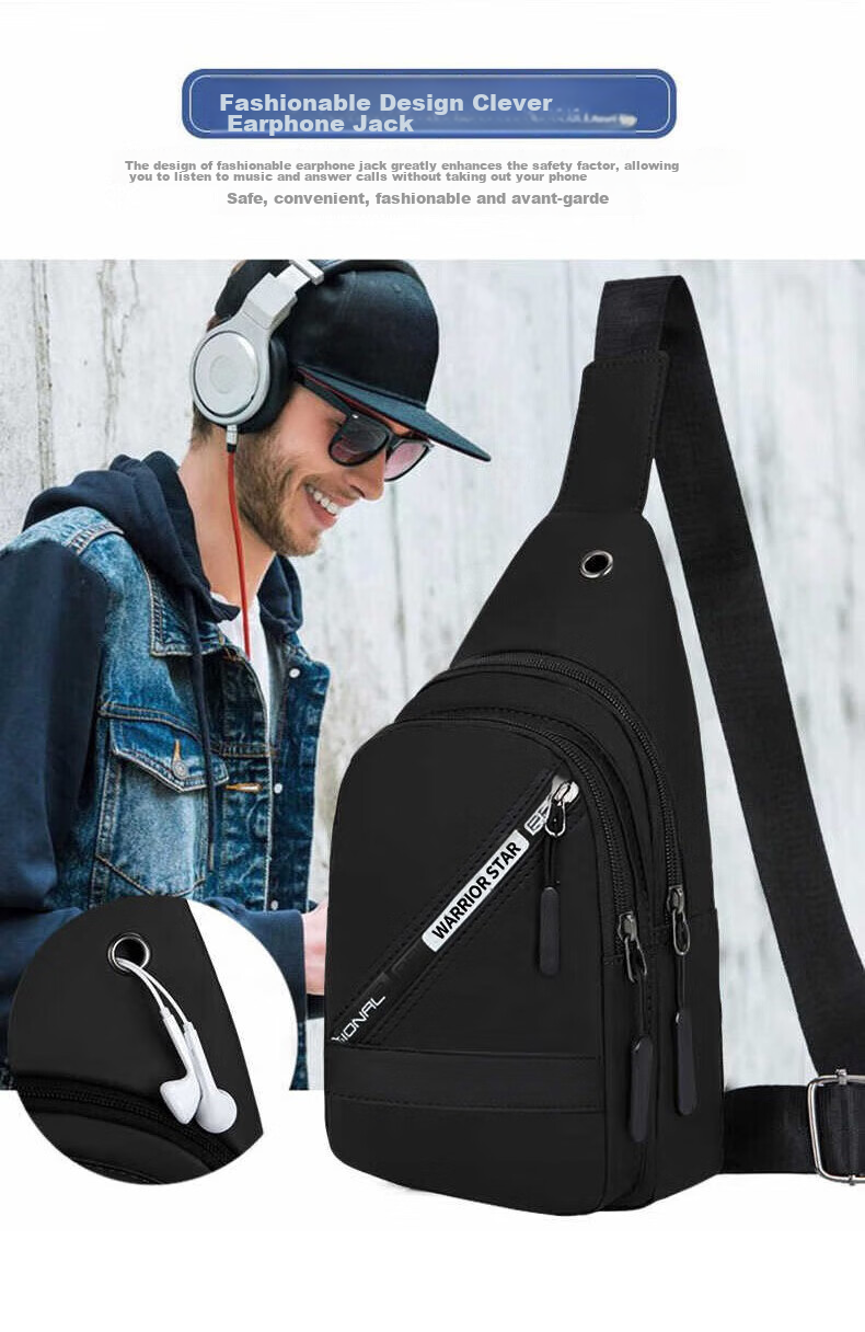 Warrior Men's Large Capacity Single Shoulder Crossbody Bag Casual Commuter Chest Bag Lightweight Sports Sling Bag Travel Small Backpack 7