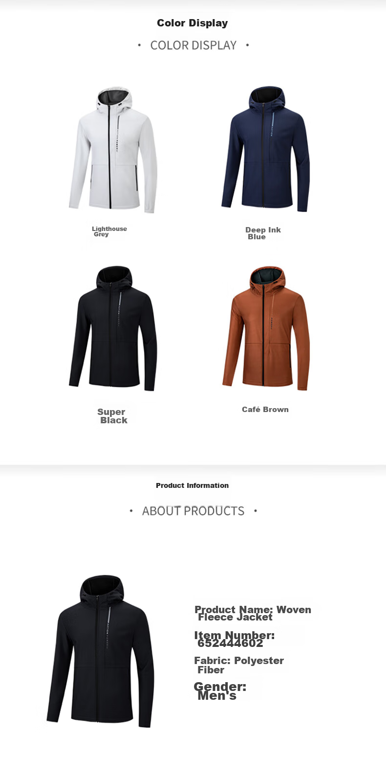 361° Men's Spring Jacket, Triple Protection, Fleece-Lined Sports Casual Windbreaker Fleece Coat, 652544605D-2 34