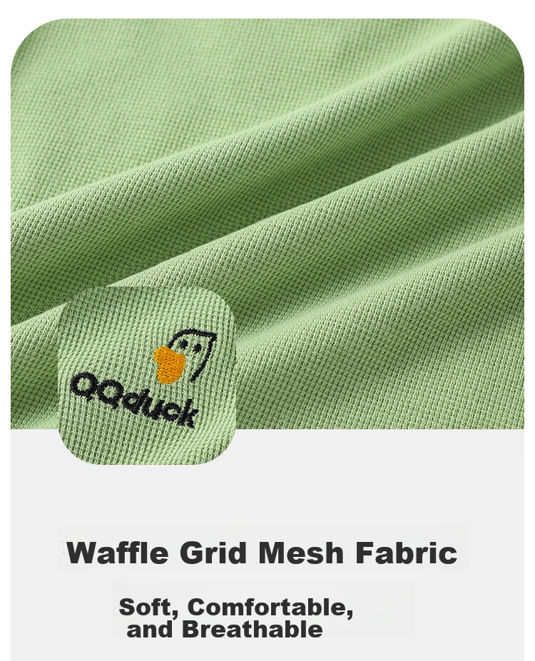 QQ DUCK Girls' Summer Outfit Set, Children's Sports Short-Sleeve Shorts, Youth Clothing, Waffle Texture, Green; Size 120 2
