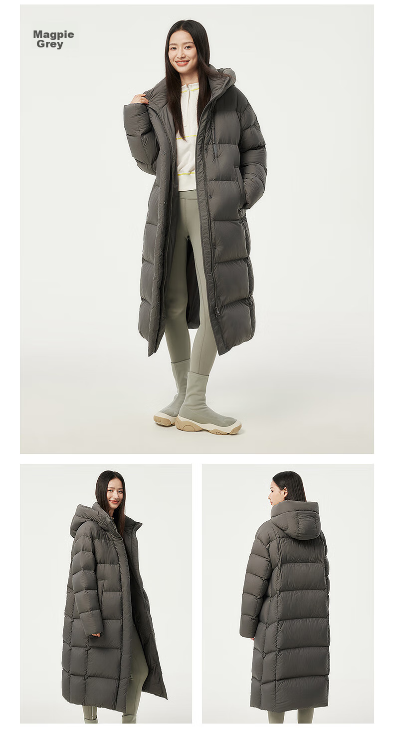 Tanboer Women's Long Puff Down Jacket New National Standard 90% Down Hooded Winter Warm Coat 530832D Puff Blue 165 16