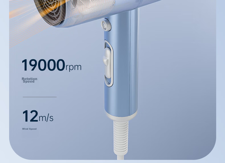 AUX Hair Dryer for Home Use, 1800W High Power, Strong Airflow, Quick-Drying, Hot And Cold Air Adjustable, Negative Ion Hair Protection, Constant Temperature, Gentle on Hair, Quiet Electric Hair Dryer, Blue Color 10