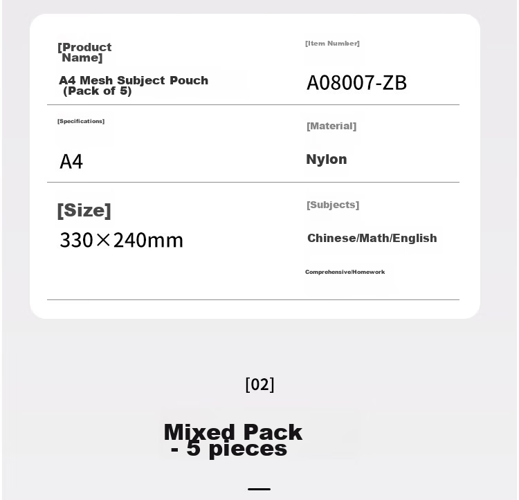 GuangBo Stationery Single-Layer A4 File Folder, Transparent Mesh Subject Classification Pouch, Student Exam Paper Subject Classification Zipper Bag Stationery Folder, Back-To Supplies, Pack of 5 16