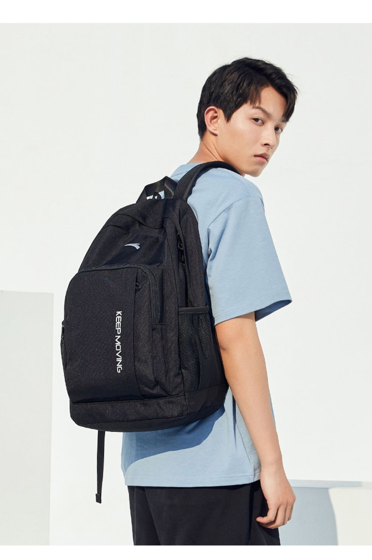 Anta Walker Black Backpack Unisex Student School Bag Laptop Sports Travel Bag 12