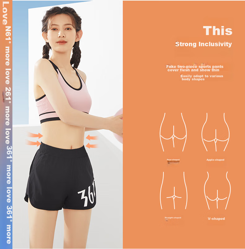 361° Sports Fitness Yoga Shorts, Summer Lightweight, Anti-Exposure, Fake Two-Piece Design, Running Sports Outer Wear, Breathable Shorts 8