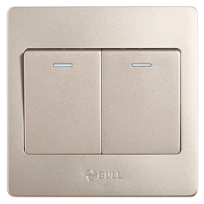 BULL Wall Switch G07 Series, Two-Gang Single-Control Switch, 86-Type Panel G07K211C(U6), Champagne Gold
