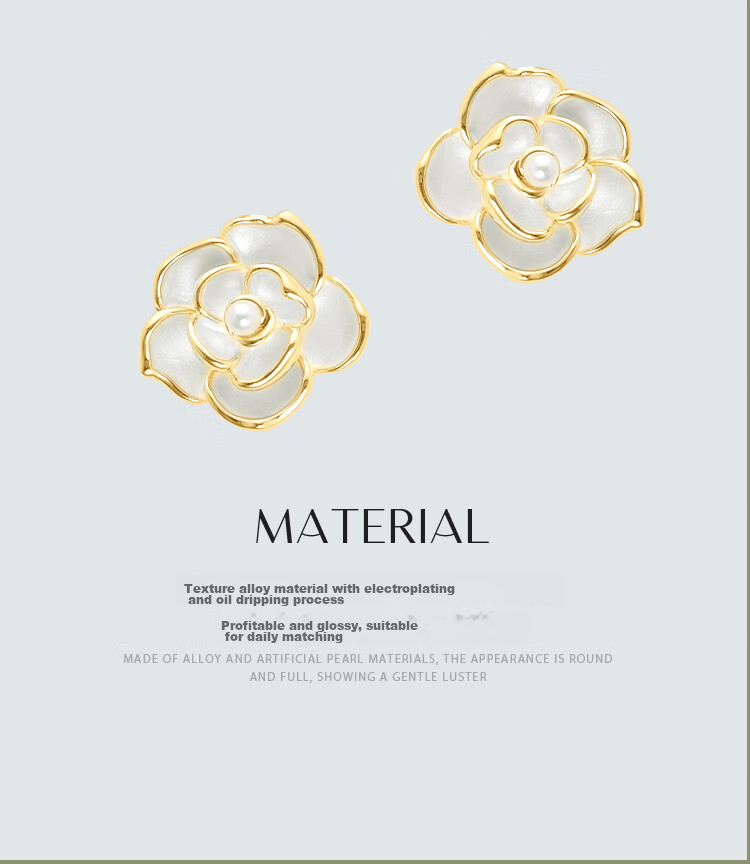 AJIDOU Women's Camellia Series Pearl Floral Stud Earrings, Elegant Versatile Gift for Girlfriend, Wife, Mid-Autumn Festival 16