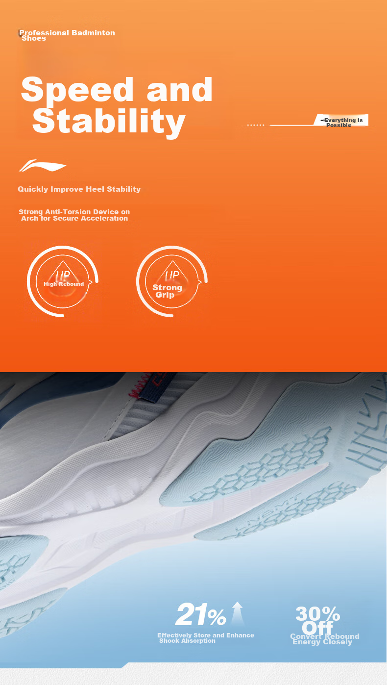 Li-Ning Badminton Shoes, Unisex Fly Leg Design, Non-Slip Wear-Resistant Tennis Shoes, Table Tennis Shoes, Low-Profile Flying Sports Shoes 6