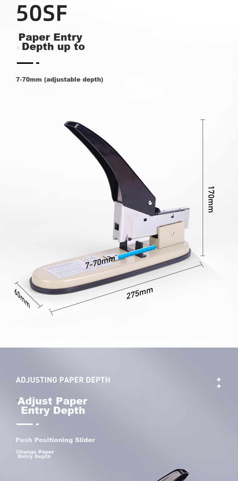 KW-Trio Heavy-Duty Stapler, Large Capacity Office Stapler, Thickened 23 Series, Can Staple up to 100 Pages 5