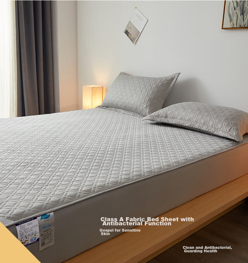 Hengyuanxiang Pure Cotton Fitted Sheet Single Piece Class A Antibacterial Full Coverage Dustproof Bed Cover Quilted Non-Slip Mattress Protector 180*200cm 4