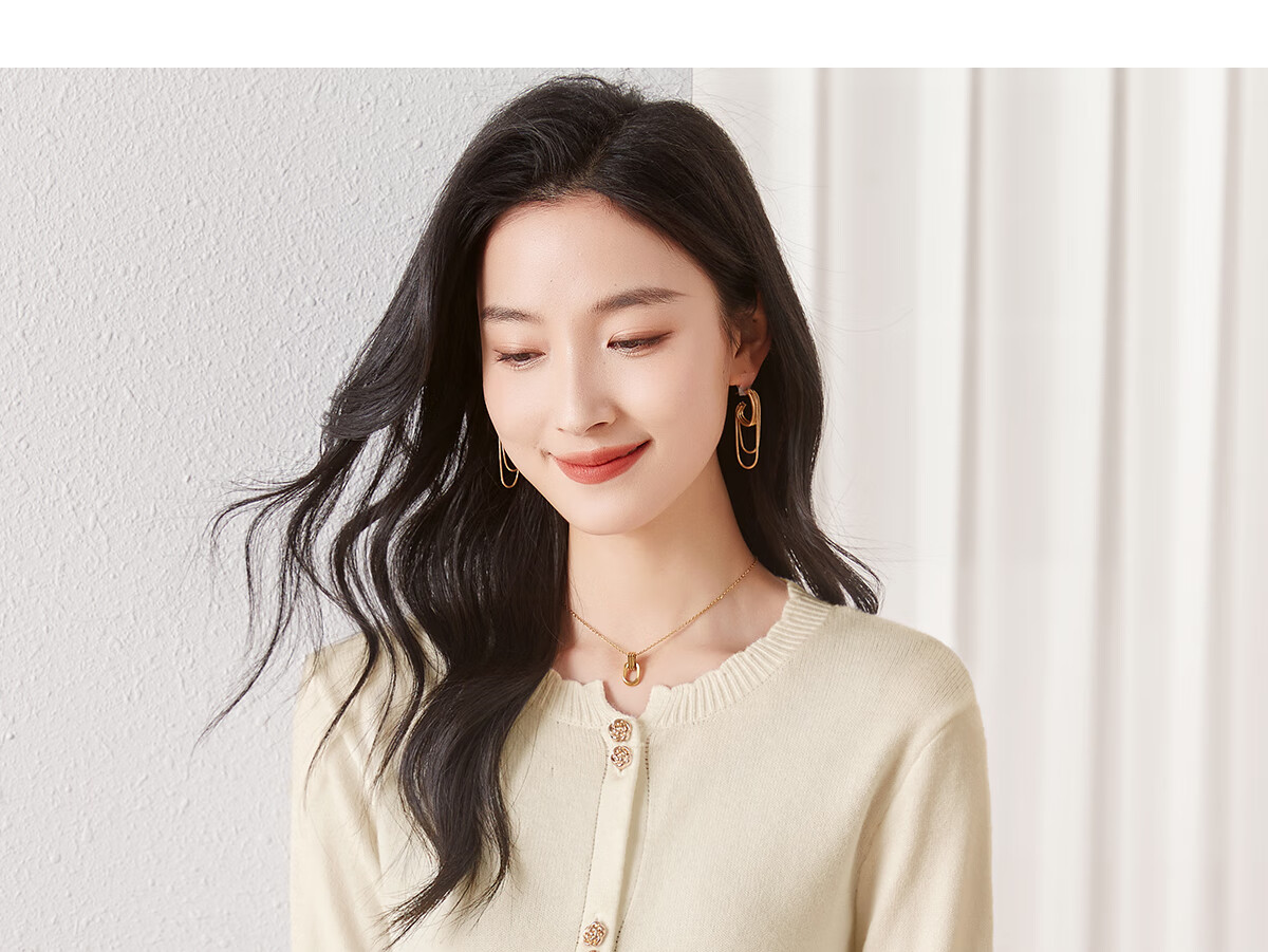 Chushen Autumn And Spring Women's Knit Sweater, Fashionable Simple Round Neck, Exquisite Button Knit Cardigan Sweater Coat S13KZ1682 19