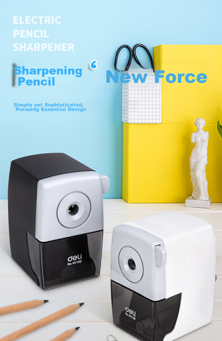 Deli Classic Black And White Student Hand-Crank Pencil Sharpener / Pencil Sharpener / Rotary Pencil Sharpener, Student Exam Stationery, Children's Birthday Gift for Boys And Girls 1