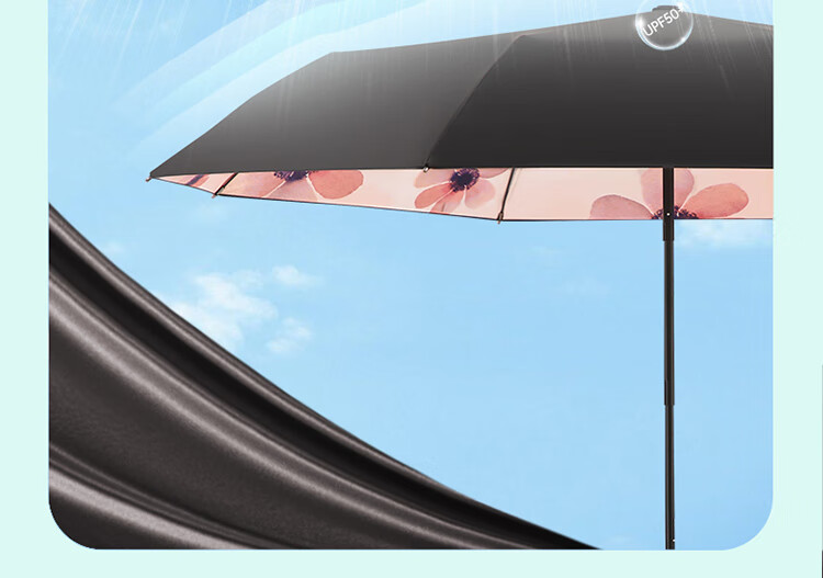 Paradise Umbrella UV Protection Three-Fold Lightweight Black Coating Outdoor Sunshade Rain Umbrella Silver Lotus 3