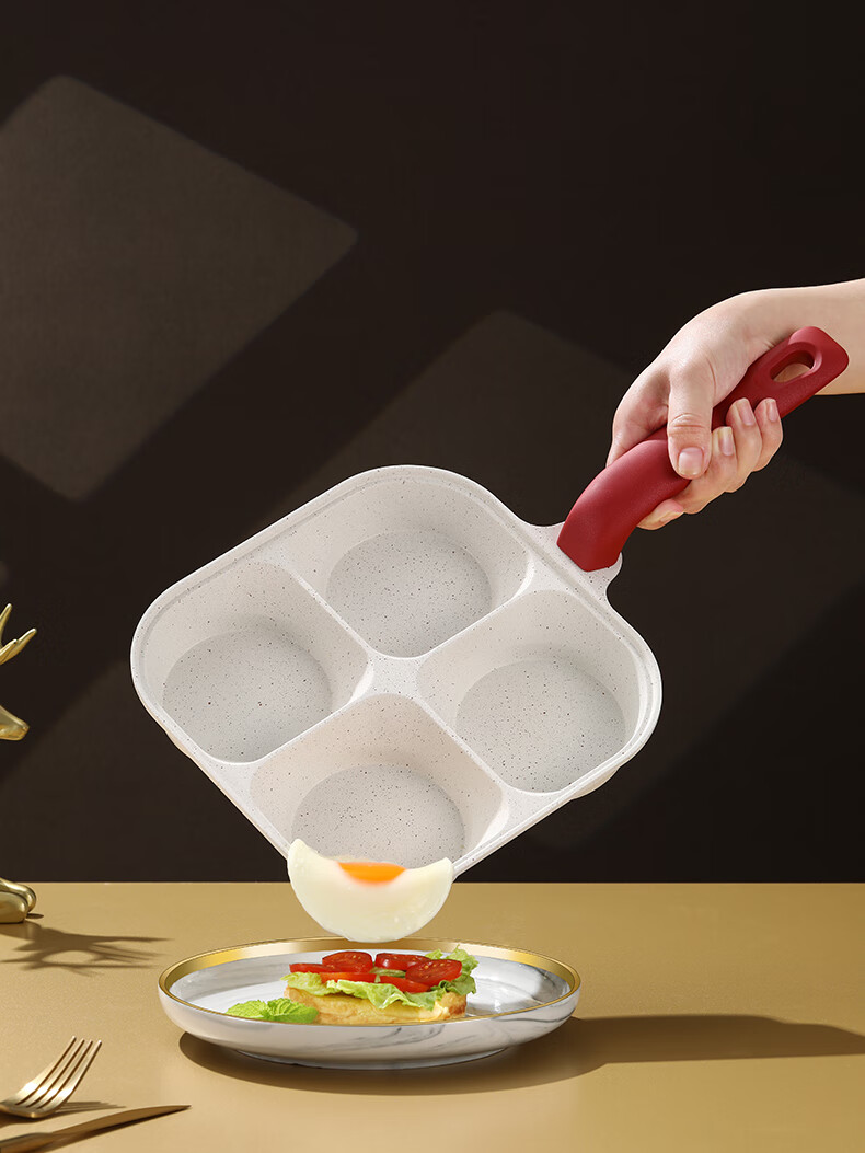 SSN Four-Hole Frying Pan, Deep Egg Pan, Burger Pan, Breakfast Pan, Meat And Egg Burger Pan, Fried Egg Maker, Four-Compartment Egg And Hamburger Pa 9