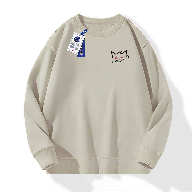 NASA GISS Sweatshirt for Men, Spring And Autumn American Heavyweight Long-Sleeve T-Shirt, Retro Round Neck Top for Students, Men's Clothing, White, 3XL 15