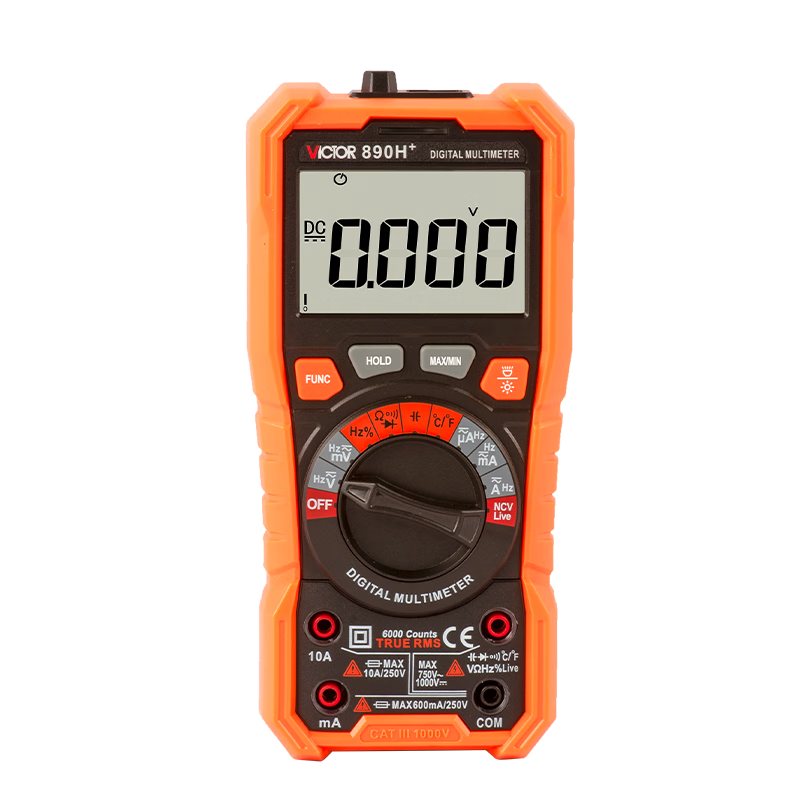 VICTOR Digital Multimeter, High-Precision Auto-Ranging Electrician's Multimeter, Smart Household Plug-In with Indicator, VC890H+