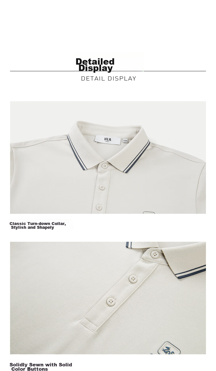 HLA Short-Sleeve Polo Shirt for Men, Zhonghua Dragon Series, Turn-Down Collar, Plus Size, Cool-Feeling Short Sleeves for Me 29