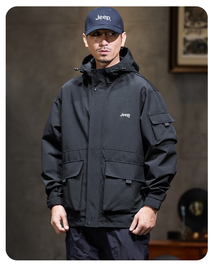 JEEP 2026 Outdoor Mountain-Style Spring And Autumn Men's Sports Jacket, Loose-Fitting Hooded Cardigan Coat for Me 3