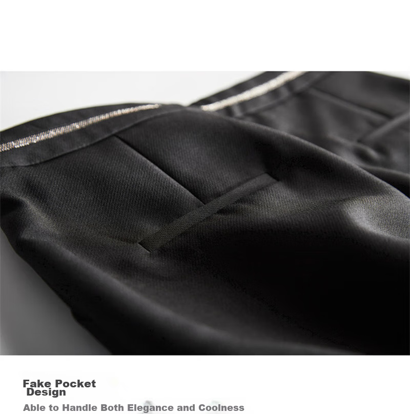 Dme Cropped Pants for Spring And Autumn, New Straight-Leg Suit Pants with Fake Pockets, Casual Trousers for Women, Khaki, S 23