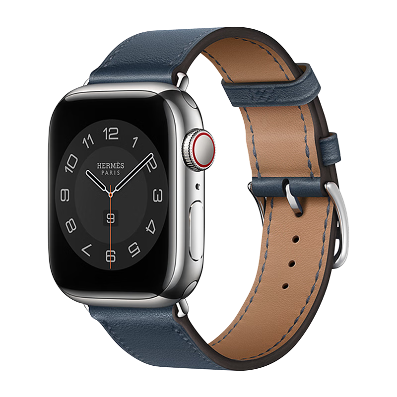 MSSM Compatible Apple Watch Band, Hermes Style IWatch S12 Cowhide Genuine Leather Strap for Ultra4/S11/10/9/Se3, Dark Blue, 38-42mm