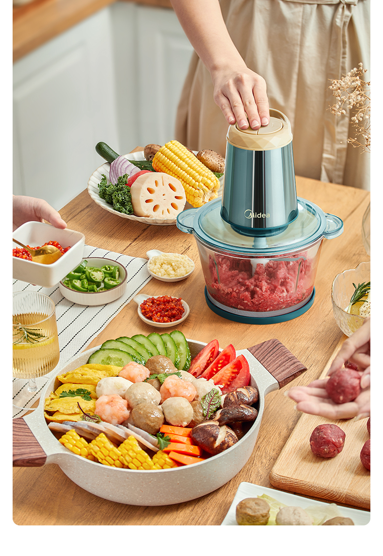 美的midea 绞肉机家用多功能绞馅机料理机搅肉机搅拌机辅食机饺子肉馅